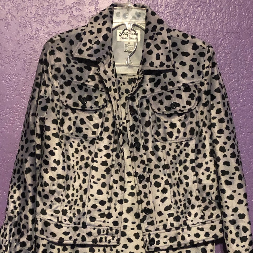 Silver/Black cheetah printed suit